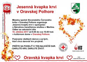 Jesenná kvapka krvi v Oravskej Polhore už 16.10.2017 !  1